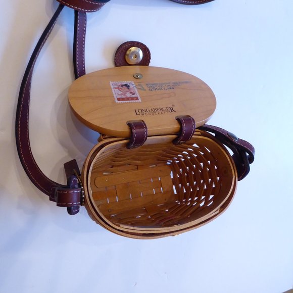 Longaberger Homecoming Bee Station 2000 Kiddie Basket Purse Leather Strap Stamp - Picture 10 of 16